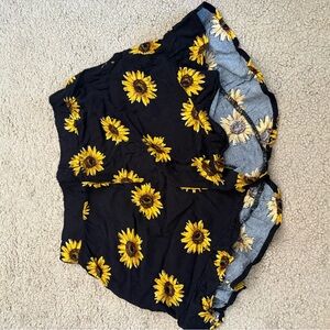 SHEIN Black and Yellow Sunflower Shorts